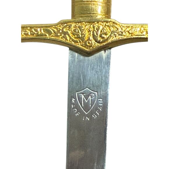 Vintage Letter Opener Made in Spain Sword Replica 10" Ornate Decorative Handle - Picture 3 of 8